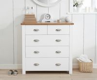 somerset oak and white 2 over 3 drawer chest