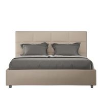 cama sin somier acolchada 160x210 cuero sintetico gris paloma mika