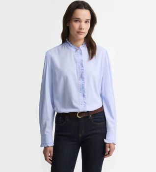 Barbour para mujer. LSH1776 Camisa Antoinette azul pálido (S), Casual, Viscosa, Manga larga