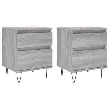 Pack 2 Uds Mesitas De Noche, Mesilla Madera Ingeniería Gris Sonoma 40x35x50 Cm