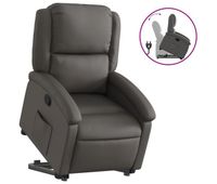 vidaxl sillon reclinable elevable cuero autentico gris