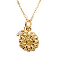 cadena de plata chapada en oro colgante flor y perla