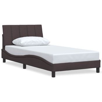 Estructura De Cama Sin Colchón Hanko Tela Marrón Oscuro 100x200 Cm Vidaxl