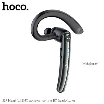 Auriculares Inalámbricos Hoco S19 BT 5.0 con Cancelación de Ruido ENC, Micrófono Dual, Auricular Individual con Gancho para la Oreja Izquierda o Derecha, Manos Libres