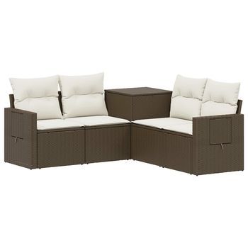 Juego De Sofá 5 Uds. Marrón Y Crema Blanca Vidaxl