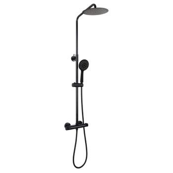 Columna De Ducha Termostática Bossa Negro Mate  Ø30 Cm