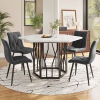conjunto de mesa y sillas - comedor - mdf y acero - negro y gris 1155x100x75cm