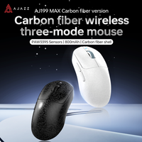 raton inalambrico para juegos ajazz aj199 max fabricado con fibra de carbono sensor paw3395 6 niveles de dpi triple modo de conexion bateria de 800 mah ideal para uso prolongado en la oficina