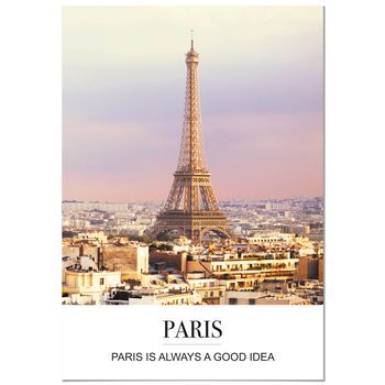 Panorama Cuadro De Aluminio Ciudad De Paris Mensaje 70x100 Cm