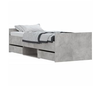 Estructura de cama con cabecero piecero gris hormigón 75x190 cm
