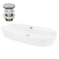 lavabo incl desague sin rebosadero 80x40x12 cm ceramica blanca ml-design