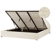 cama con almacenaje minimalista moderna de boucle blanco crema 180 x 200 cm chadenet
