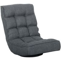 homcom silla de suelo plegable silla de lectura giratoria 360 con respaldo ajustable en 5 posiciones 58x107x79 cm gris