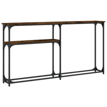 Mesa Consola Madera De Ingeniería Roble Ahumado 145x22,5x75 Cm Vidaxl