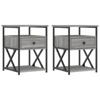pack 2 uds mesitas noche  mesa auxiliar  mesilla madera ingenieria gris sonoma 40x42x55 cm