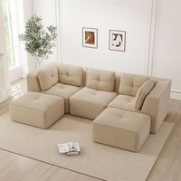 sofa esquina sin estructura en forma de u modular con chaise longue sofa acordonado 3 plazas asiento profundo sin montaje beige