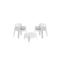 jardin202 - set costa - elegante conjunto blanco con 2 sillas y mesa auxiliar con cajon de almacenamiento  set blanco  set blancojardin202