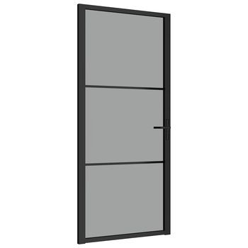 Puerta Interior Vidrio Esg Y Aluminio Negro 93x201,5 Cm Vidaxl