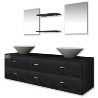 conjunto de muebles de bano y lavabo 7 piezas negro vidaxl