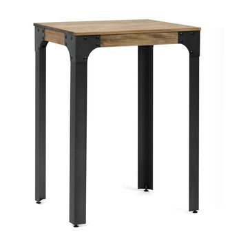 Mesa Alta Industrial Boston 75x75x108cm Acabado Vintage Con Acero Y Madera De Pino Maciza Boxfuriture
