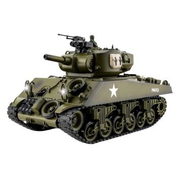 021 1/18 2.4G Tanque RC Americano Sherman M4A3 Modelos Simulación Efectos de Humo Luces LED para Juguetes de Niños