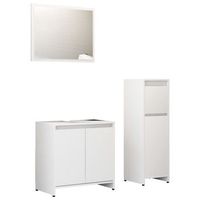 juego de 3 uds muebles de bano  armario de bano madera ingenieria blanco