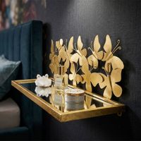 juego de 2 estantes con mariposas y espejo cm 43x192x165