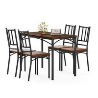 mesa y 4 sillas - mueble de comedor - tablero de particulas y acero - nogal 110x60x765cm