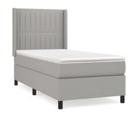 cama box spring con colchon tela gris claro 90x190 cm rayas verticales