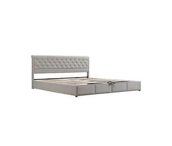 Cama de matrimonio de terciopelo 140x190cm con almacenaje,gris claro