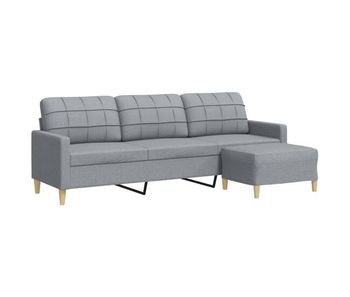 Vidaxl sofá de 3 plazas con taburete de tela gris claro 210 cm