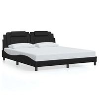 estructura de cama viana sin colchon cuero sintetico negro 180x200 cm vidaxl
