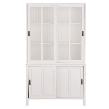 Alacena blanca de pino y MDF con 4 puertas