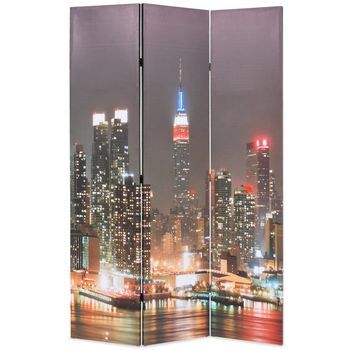 Biombo Divisor Plegable 120x170 Cm Nueva York De Noche Vidaxl