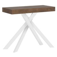 consola extensible 90x40196 cm krack small nogal patas blancas