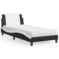 cama individual  cama para adultos  cama con colchon cuero sintetico negro y blanco 90x190 cm cfw67368