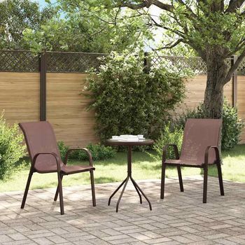 Pack 2 Uds Sillas De Jardín | Silla De Exterior | Sillón Apilables Textilene Marrón