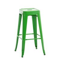 taburete de bar apilable con reposapies diseno industrial fabrica metal verde tdb10406
