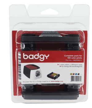PACK 100 TARJETAS + CONSUMIBLES DE IMPRESION COLOR PARA 100 IMPRESIONES BADGY CBGP0001C