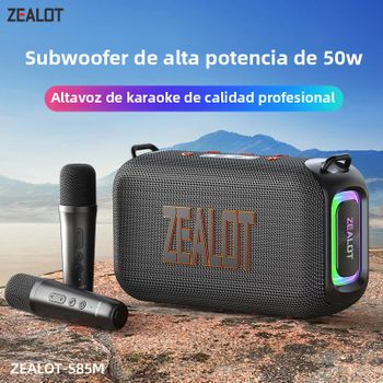 Altavoz de Karaoke ZEALOT-S85, Altavoz Bluetooth para Fiestas con Sistema de Sonido de 2 Vías, Salida de 60W, Micrófono Integrado/Con Cable para Fiestas
