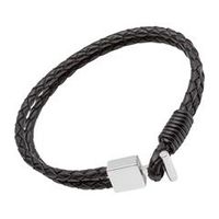 pulsera de cuero negra con cierre de pasador