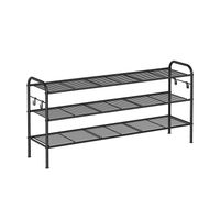 zapatero estante metalico para zapatos con ganchos laterales 3 niveles 28 x 114 x 53 cm