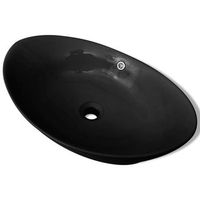 lavabo de bano moderno  lavabo oval de ceramica negra de lujo con desague 59 x 385 cm