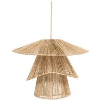 lampara colgante pantalla de yute base de hierro estilo boho natural bedas