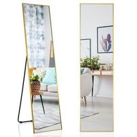 espejo de cuerpo entero de 160 x 40 cm espejo de pie y de pared 2 en 1 de cristal irrompible dorado