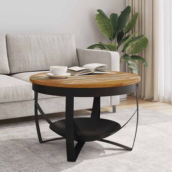 Mesa De Centro，mesa Auxiliar，mesa De Café De Madera Maciza Reciclada Ø68x43 Cm