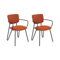 conjunto de 2 sillas naranja negro poliester respaldo curvo sin reposabrazos elko