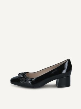 CAPRICE Pumps, black, made of Leather with Trapeze heel, Size 36