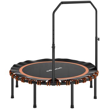 SPORTNOW Trampolín fitness con manillar ajustable, trampolín deportivo para interior y exterior, acero, plástico, naranja   Aosom España