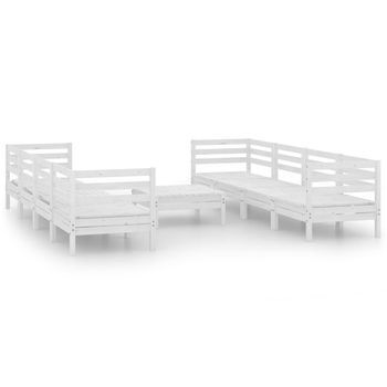 Juego De Muebles De Jardín 9 Piezas Madera Maciza Pino Blanco Vidaxl